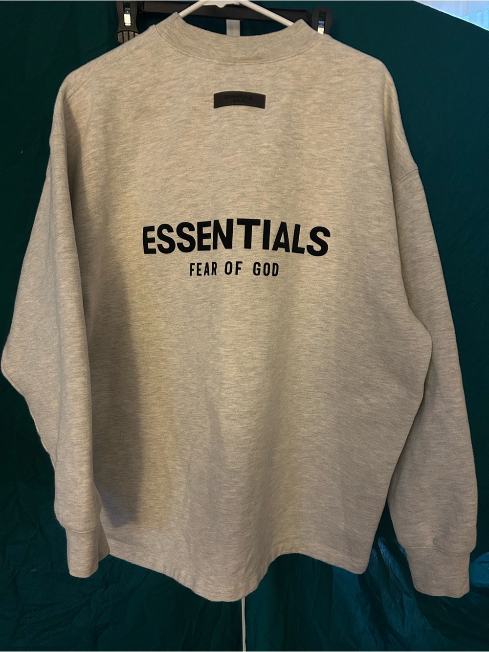 Essentials Fear of God Crewneck Sweatshirt in Light Gray with Black Logo